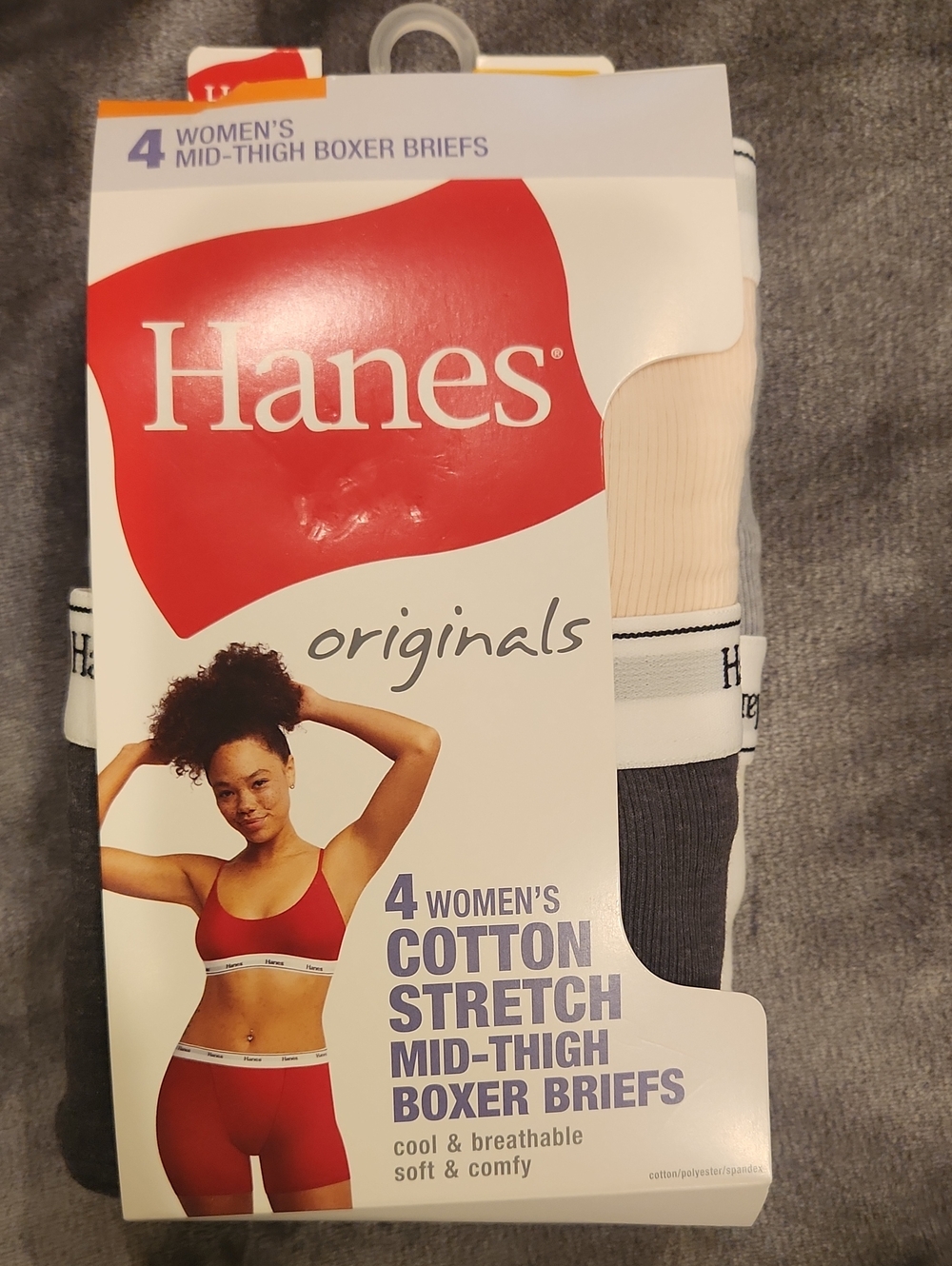 Hanes Women's Cotton Stretch Boxer Briefs - Red, Beige, Gray, White